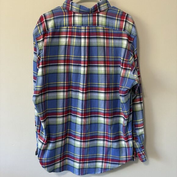 Ralph Lauren Classic Fit Blue Red Plaid Flannel Shirt Sz Large Pony Long Sleeve - Picture 5 of 10